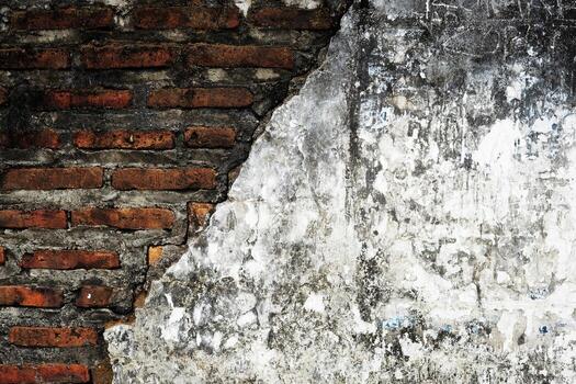 broken crack plaster brick wall texture background photo