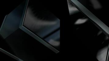 vit Färg roterande kub form med 3d reflexion effekt transparent glas design slinga kapabel svart bakgrund video