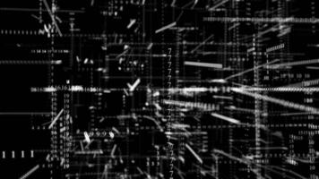 branco e Preto cor 3d digital dados fluxo grande dados binário código matriz oi-tech Projeto desatado Sombrio tecnologia fundo video