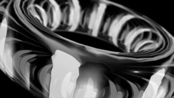 white rotating torus shape with 3d reflection effect transparent glass design loop able black background video
