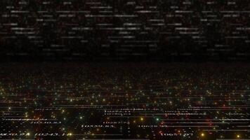 colorato 3d digitale dati flusso grande dati binario codice matrice hi-tech design senza soluzione di continuità buio tecnologia sfondo video