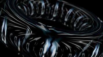 white color rotating torus shape with 3d reflection effect transparent glass design loop able black background video