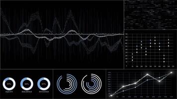 colorida dados analytics painel de controle exibição infográficos o negócio e finança fundo video