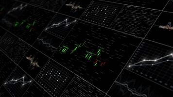 colorida dados analytics painel de controle exibição infográficos, compartilhar mercado fundo video