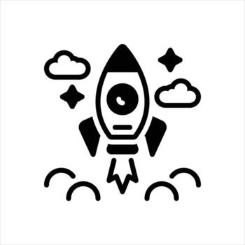 Solid icon spacecraft vector