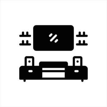 Solid icon tv-set vector