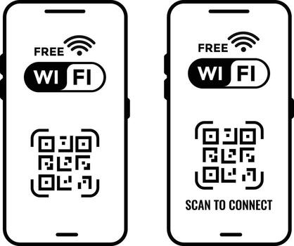 scan to connect Wi-Fi. free wifi design. Clearly instructs viewers to scan for network access. Wireless Internet Access. Quick Response code vector