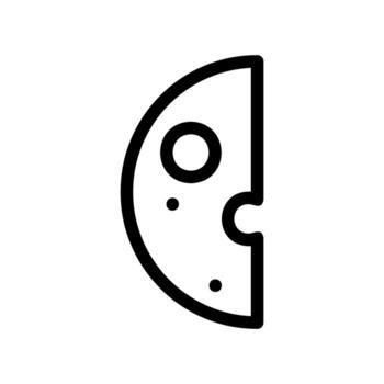 Half-moon with craters icon in a minimalist outline style vector