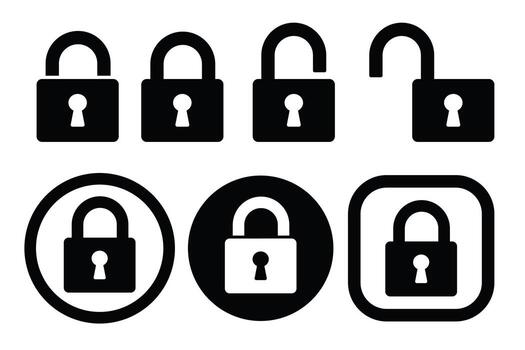 Lock and Unlock Icon Set, Security, Privacy, and Access Symbols vector