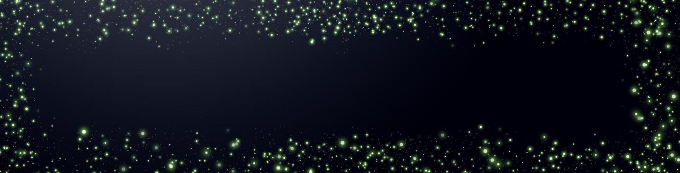 Lima verde reluciente puntos, partículas, estrellas magia chispas marco. polvo nube llamarada ligero efecto. verde luminoso puntos con fumar. partículas en negro antecedentes vector