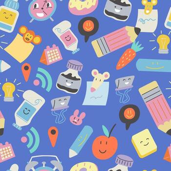 seamless pattern with school objects vector