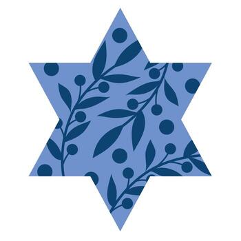 estrella de david diseño con intrincado floral modelo en sombras de azul. esta ilustración combina tradicional simbolismo con moderno artístico estilo para versátil utilizar vector