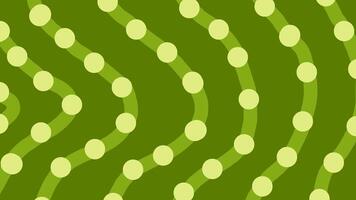 Green wiggly hand drawn dotted curvy line flow pattern background on loop video