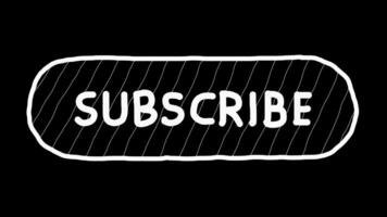 White wiggly hand drawn SUBSCRIBE button diagonal line pattern on alpha video