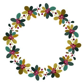 marco con otoño ornamento en el forma de un círculo. un guirnalda con arándano rojo bayas. acuarela textura, Copiar espacio, blanco fondo, . vector