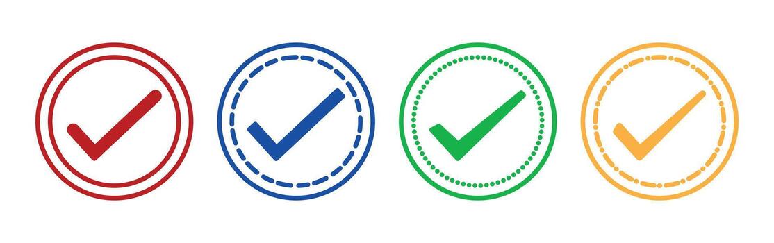 Flat design tick mark set checklist vectors icons colorful concept art