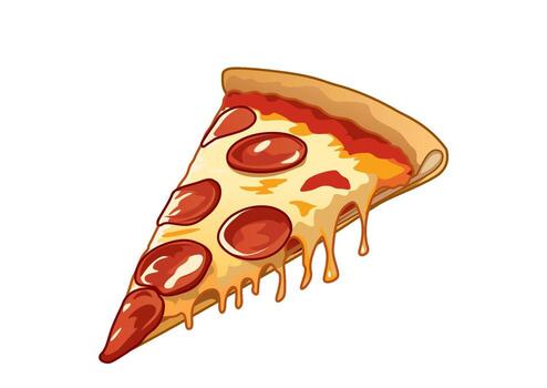 slice of pepperoni pizza with melted cheese stringing from the edge. Food concept vector