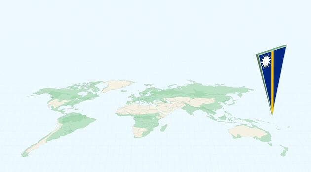 Highlighted Nauru on Global Map with 3D Flag Location Pin of Nauru. vector