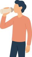 hombre Bebiendo agua desde botella en casual atuendo vector