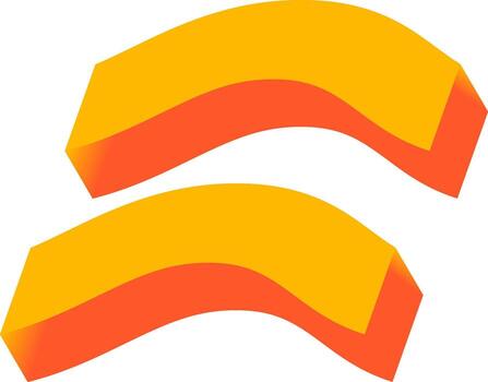 3D isometric orange abstract arcs. Modern illustration of soft and playful curved shapes for creative design. vector