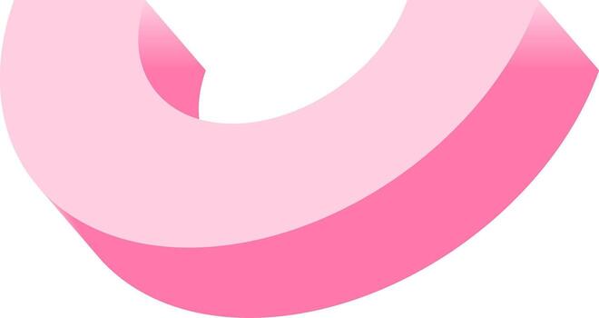 3D isometric pink arc icon. Modern abstract illustration of a soft and playful semi-circle shape. vector