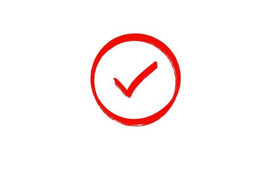 A red tick mark is shown in a circle vector