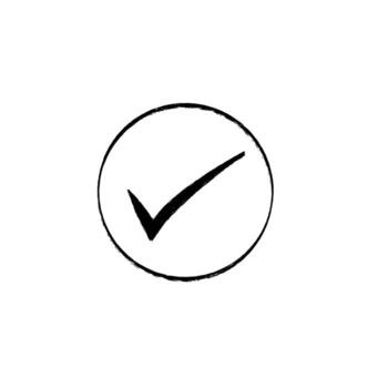 Black check mark inside circle hand drawn sketch illustration with bold brush stroke doodle style approval symbol creative graphic minimal element vector