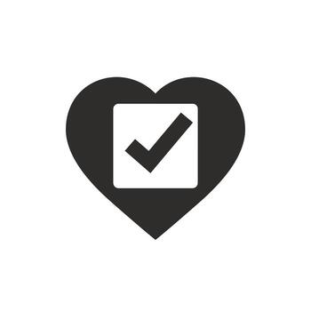 heart with check mark flat symbol vector