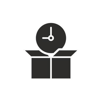 open box with wach, flat symbol vector