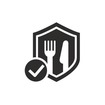 shield with fork and knife icon vector