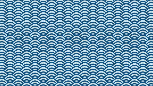 A classic seamless pattern featuring Japanese ocean waves in a traditional style. The monochromatic blue shades create a calm and elegant background, ideal for textiles and traditional designs vector