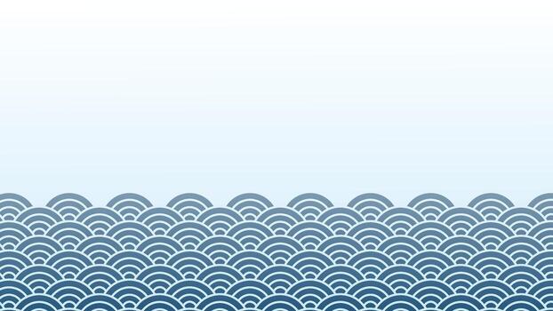 A tranquil background featuring traditional Japanese ocean waves at the bottom with a calm blue gradient in the sky. This elegant graphic is ideal for invitations, posters vector