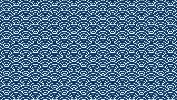 A beautiful seamless pattern of Japanese ocean waves in a classic deep blue and light blue color scheme. This traditional graphic is perfect for textiles, packaging, and web backgrounds vector