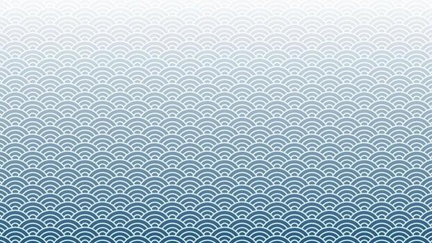 A serene graphic featuring a seamless Japanese wave pattern with a calm blue gradient from light to dark. This tranquil background is ideal for textiles, invitations, and digital art vector