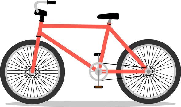 Isolated Pink or red bicycle on transparent background side view, no people. Vehicle for exercise and recreation. vector