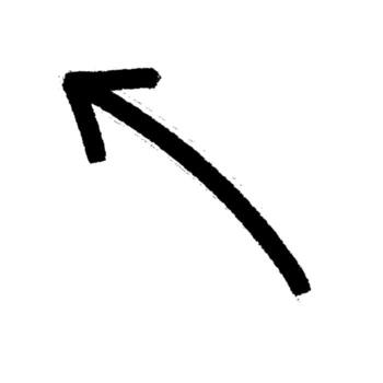 Black bold curved arrow hand drawn sketch illustration pointing upward left with rough brush stroke doodle navigation guide abstract creative element vector