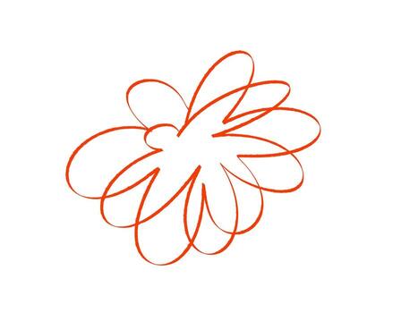 Red abstract doodle hand drawn sketch overlapping loops creative flower shape line art artistic scribble design decorative graphic element vector