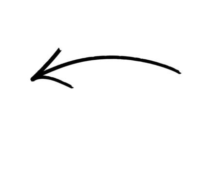 Black curved arrow hand drawn sketch illustration pointing left with thin smooth brush stroke doodle navigation guide symbol creative simple design vector