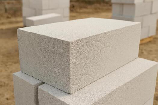 lightweight concrete blocks stacked on construction site for modern building insulation and sustainable architecture projects photo