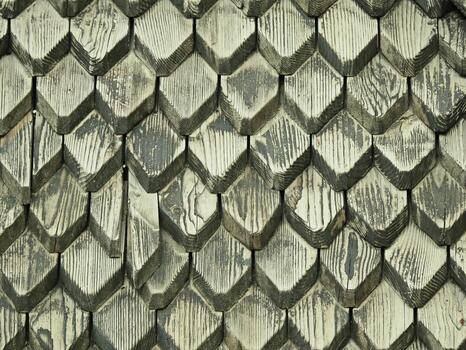 Rustic Wooden Siding with Overlapping Shingle Pattern photo