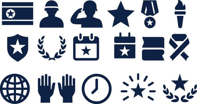 a set of icons that include a star, a flag, and a hand vector