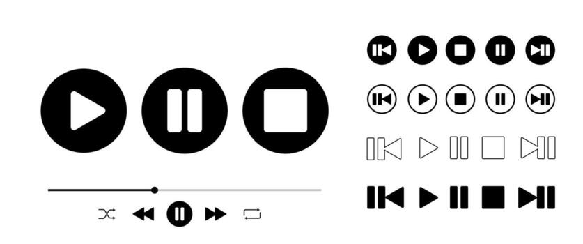 Audio player icon,Flat icons in modern style, Play and Pause button, music graphic elements for social media Ads and banner, illustration vector