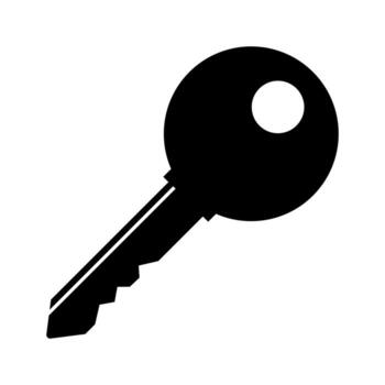 Black Key Icon, Safty and security graphic elements design, Private symbol, Assessibility, Retro simple Icon, Lock illustration. vector