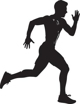 silueta de un hombre corriendo rápido, aislado en blanco fondo, en un dinámica actitud vector