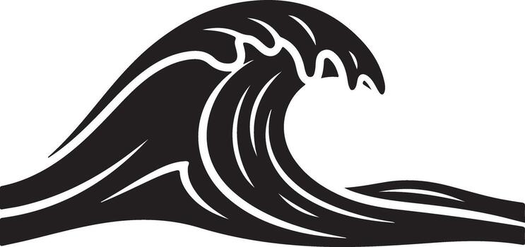 Wave silhouette isolated on white background, a powerful and dynamic force of the ocean vector