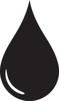 Black water drop with reflection isolated on white background in a simple style vector