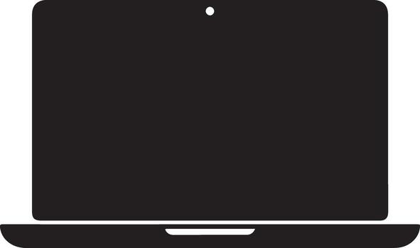Laptop silhouette isolated on white background, a portable computer for work and communication vector