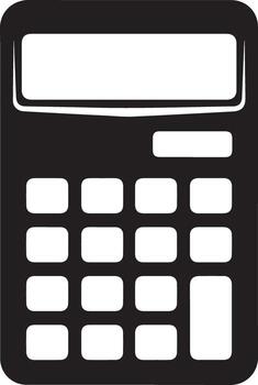Silhouette of a basic calculator with buttons and display isolated on white background vector