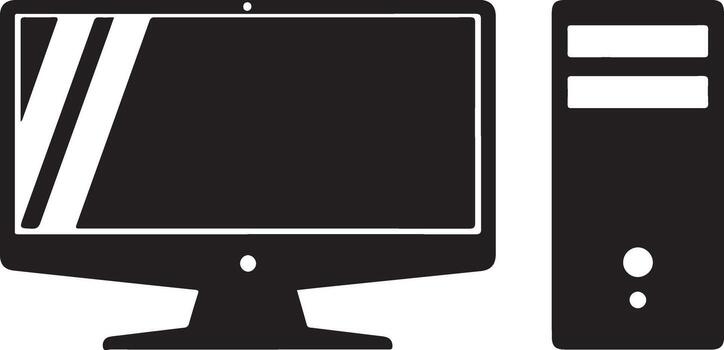 Desktop computer with monitor and cpu tower, isolated on white background vector