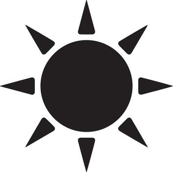 A radiant sun with sharp rays, isolated on white background, symbolizing warmth and energy vector